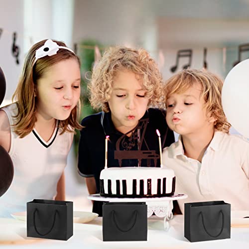 Honoson 100 Pcs Thicken Black Mini Gift Bags with Handles Gift Card Bags - color: Black