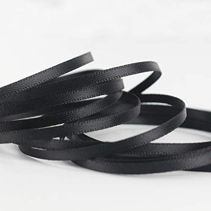 HUIHUANG Double-Sided Black Thin Satin Ribbon 1/8 inch Continous 100 Yards - color: Black, size: 1/8 inch