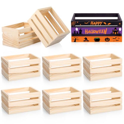 Roowest 12 Pcs Small Wood Crates Bulk, Halloween Crafts Crates, 5 Inch