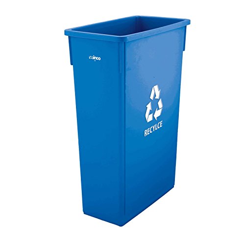 Winco 23 Gallon Blue Slim Commercial Plastic Trash Can/Waste Container - color: Blue