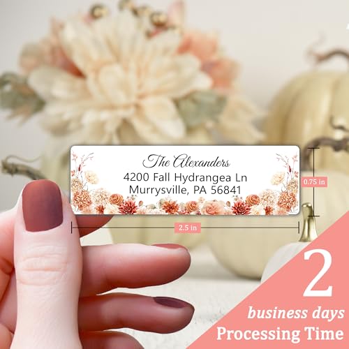 Personalized Return Address Labels Fall - Autumn High Gloss Custom Mailing Labels on Sheets - Self-Adhesive Return Stickers for Envelopes with Crisp Printing Design (50-1000)