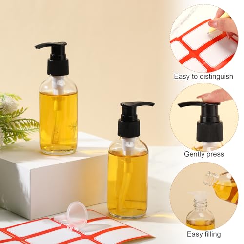 Fumete 2 Pack Glass Spray Bottles 4oz,Clear, Black Top,Pump Bottle - color: Clear, Black Top, style: Pump Bottle