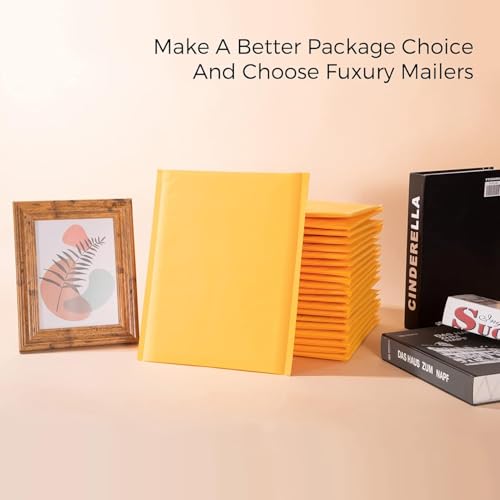 Fuxury Kraft Bubble Mailers 8.5x12" 100 Pack Self Seal Padded Envelopes - color: Yellow, size: 8.5x12" 100PC