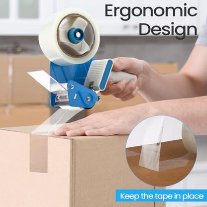 Dunzoom 2 Pack Packing Tape Dispenser Gun, 12 Rolls 2 Inch, Blue and White - color: Blue and White
