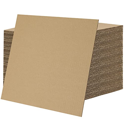 PINGEUI 50 PCS 10 x 10 Inches Corrugated Cardboard Sheets, 1/8" Thick Brown Kraft Cardboard Sheets, Corrugated Cardboard for Packing, Mailing, Crafts - size: 50 PCS 10 x 10 Inch