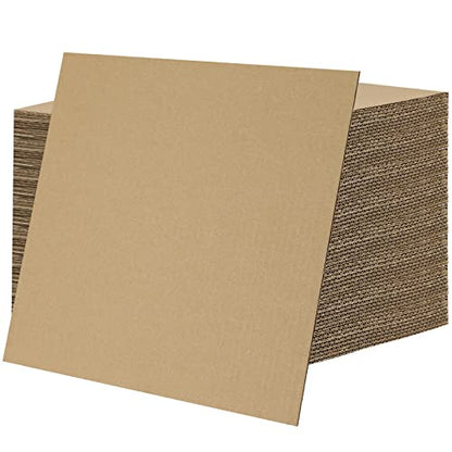 PINGEUI 50 PCS 10 x 10 Inches Corrugated Cardboard Sheets, 1/8" Thick Brown Kraft Cardboard Sheets, Corrugated Cardboard for Packing, Mailing, Crafts - size: 50 PCS 10 x 10 Inch