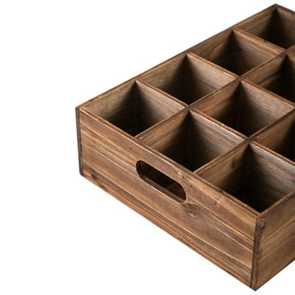 Rustic Wooden Crates for Storage 16 X 12 Inches, Carrying Handles - color: Wood (Each Slot: 3.54")