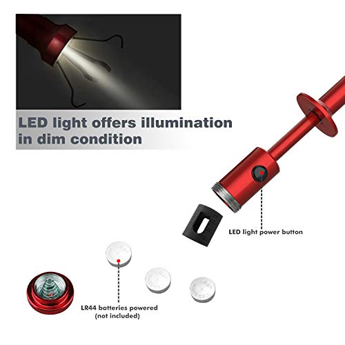 Housolution Grabber Tool Magnetic, Bendable Reacher with LED Lights, Red - color: Claw Grabber-red