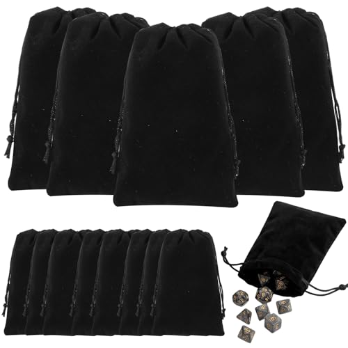 moheaaei 50 Pcs Velvet Drawstring Bags, 4.3 x 6.7 Inch Black Jewelry Pouches, Soft Velvet Gift Bag with Double Drawstring for Jewelry Storage, Party Favors, Gifts