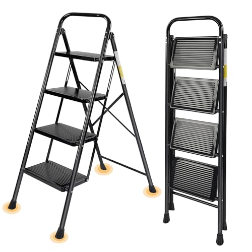 Valeo 4 Step Ladder, Folding Step Stool with Wide Anti-Slip Pedal - style: 4 Step