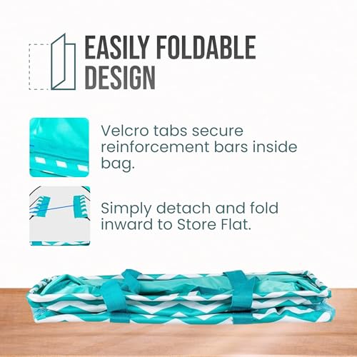 Extra Large Utility Tote Bag - Oversized Collapsible Beach Bag - Chevron Teal - color: Chevron Teal