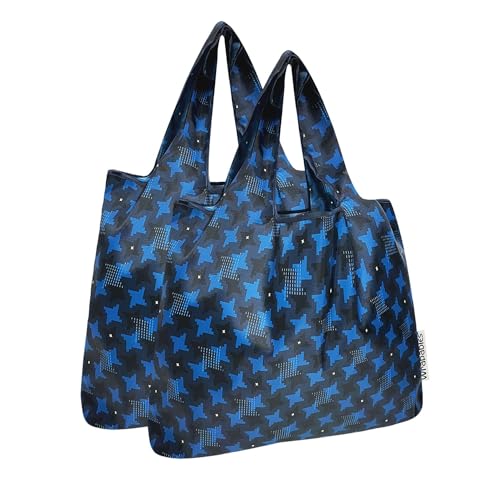 allydrew Medium Foldable Tote Nylon Reusable Grocery Bag (Set of 2) - color: Ninja Stars