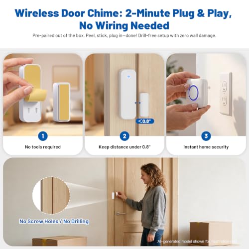 Door Chime, Satisure Wireless Door Opened Alarm for Home & Business - size: 1 Door Chime-2 Door Sensor