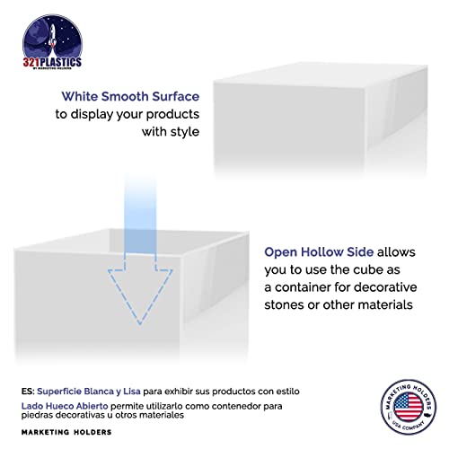Marketing Holders 2 Pack 12 Inch White Acrylic Display Box with One Open Side Versatile Square Merchandise Storage Bin or Retail Product Riser