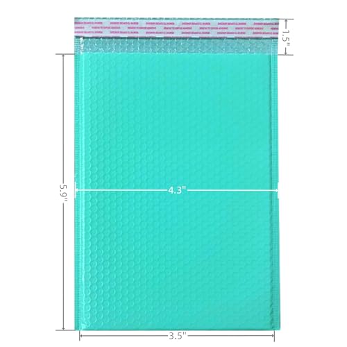 Bubble Mailers 3.5X5.9 Inch 50 Pack Small Padded Envelopes Bags (Teal) - color: Teal, size: 3.5X5.9 Inches