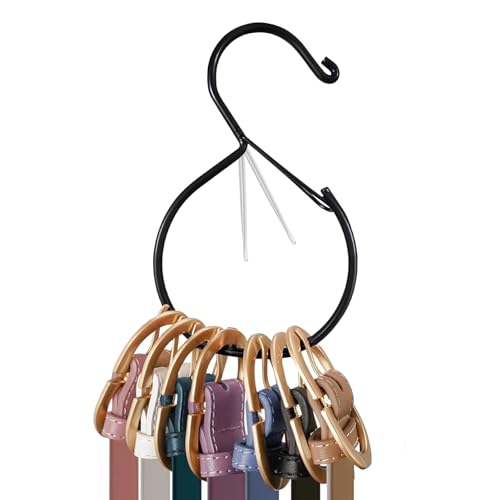 4 PCS Metal Belt Hanger, Black Iron Multipurpose Closet Hangers, Space Saving Belt Organizer for Ties, Scarfs, Baseball Hats, Purses & Accessories