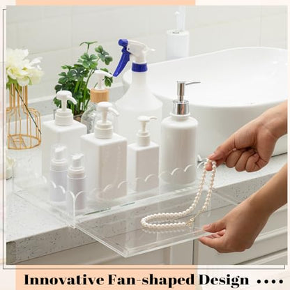 GlikCeil 1 Pcs 12" x 8" Acrylic Scalloped Tray Large Clear Acrylic Tray with Drawer for Insert Customizable Photos, Art, and Fabric Scalloped Basket for Needlepoint Napkin Frame Display Messages - size: 12" X 8"
