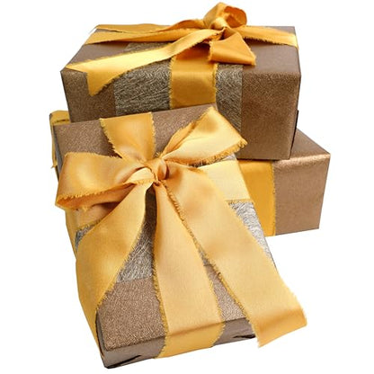 Silk Satin Ribbon 1.5" x 30 Yards Black Gold Champagne Brown - color: Balck& Gold& Champagne Brown