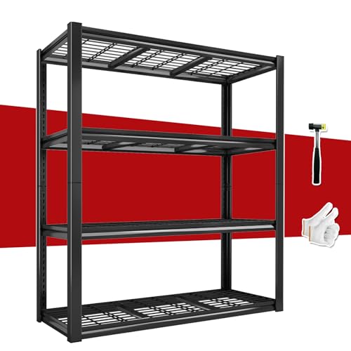 40W Garage Storage Shelves,2200LBS Metal Storage Shelves,Adjustable Heavy Duty Metal Garage Shelving Units Industrial Shelving for Garage,Basement,Warehouse,19.6" D x 39.37" W x 59.84" H - size: 59.84" H x 39.37" W x 19.6" D