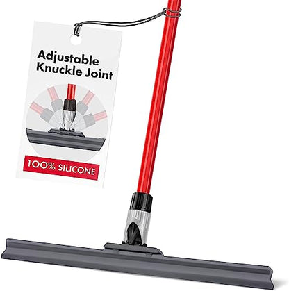 Heavy Duty Floor Squeegee for Concrete and Tile Floor - Silicone Squeegee Broom Floor Scrubber - Large Single Cast Rubber Blade Aluminum Long Handle 360° Swivel Joint - Garage Shower Window Cleaning - size: 17 Inch Blade - 1 Piece Handle