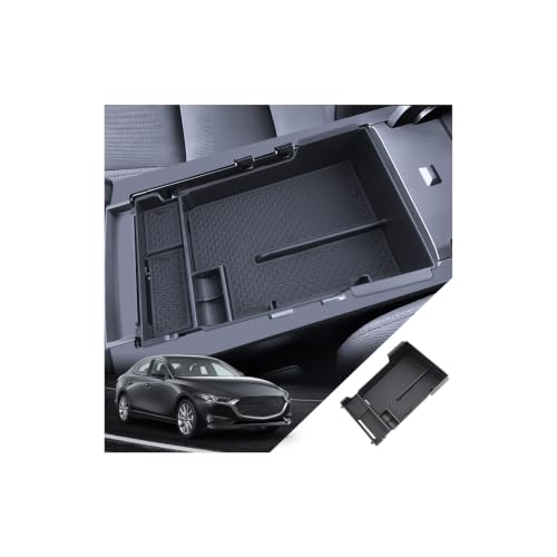 for Mazda3 Center Console Organizer 2019-2025 2026 Mazda Mazda3 Hatchback/Sedan Accessories Armrest Tray Middle Storage Box Insert Container Durable ABS Plastic - size: for 2019-2026 Mazda Mazda3