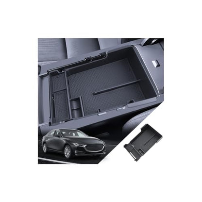 for Mazda3 Center Console Organizer 2019-2025 2026 Mazda Mazda3 Hatchback/Sedan Accessories Armrest Tray Middle Storage Box Insert Container Durable ABS Plastic - size: for 2019-2026 Mazda Mazda3
