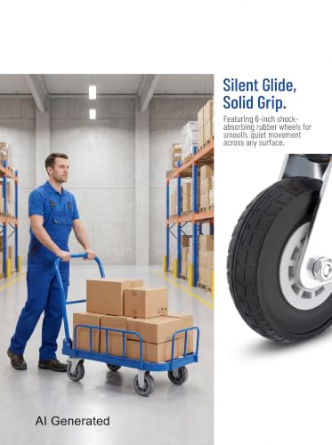Heavy Duty Folding Platform Cart 600LBS Utility Hand Truck with Guardrails