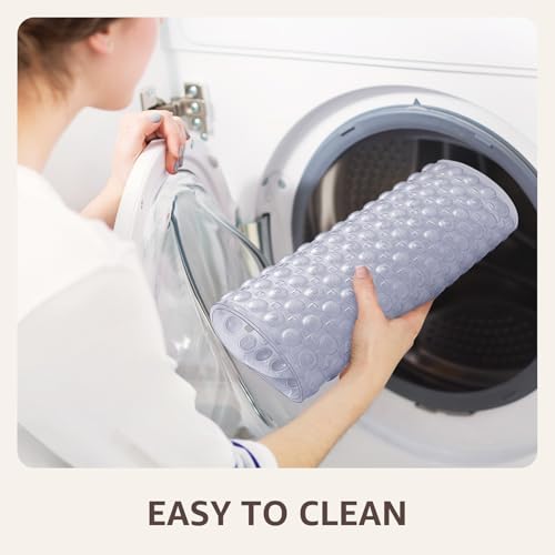 OTHWAY Bath Tub Shower Mat Non Slip, Bathtub Floor Liner Mats for Inside Shower Bathroom, Suction Cups and Drain Holes for Feet Scrubbing, Machine Washable, Soft on Feet, 35x16 Inch, Transparent - color: Transparent