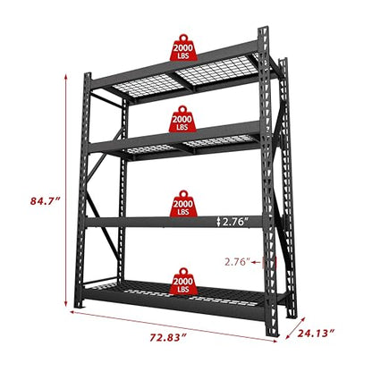 MUPATER 72" W x 24" D x 84" H Heavy Duty Storage Shelves, 8000 Pound Load Capacity, 4-Tier Adjustable Industrial Shelving, Metal Garage Storage Rack for Warehouse, Garage, Kitchen