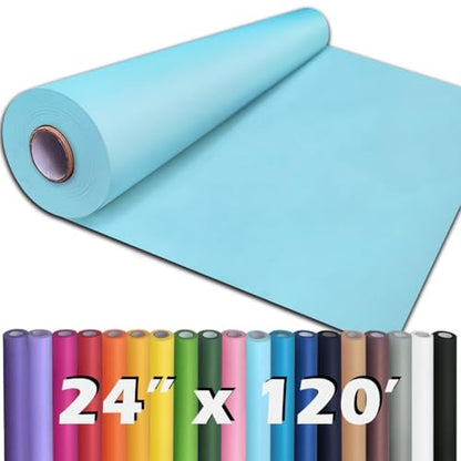 PerkHomy 24" x 1,440" (120') Light Blue Kraft Paper Roll for Craft Bulletin Board Paper Art Table Covering Crafting Gift Wrapping Bouquet Packing Parcel 80GSM 55LB (Light Blue, 24" x 120') - color: Light Blue, size: 24" Width x 120' Length