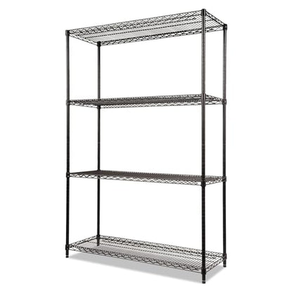 Alera ALE Industrial Heavy-Duty Wire Shelving Starter Kit, 4-Shelf, 48w x 18d x 72h, Black - color: Black, size: 48w x 18d x 72h