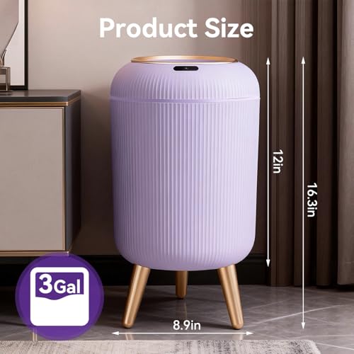Procade Automatic Trash Can Bathroom,Auto Small Purple Garbage Can with Lid - color: Purple