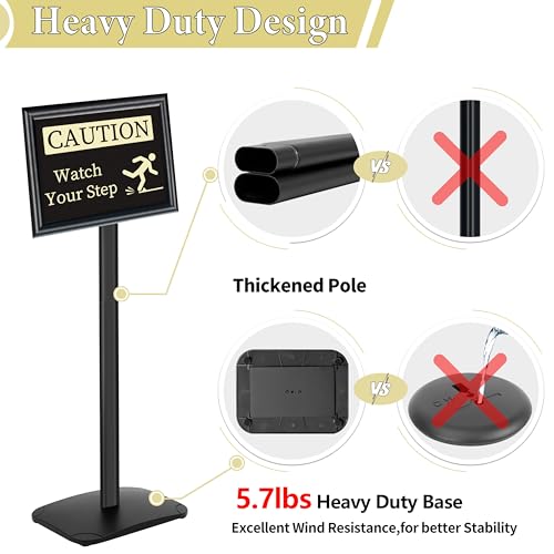 Please Wait To Be Seated Sign, 11 x 17 Inch Heavy Duty Sign Holder Stand - size: 11x17in