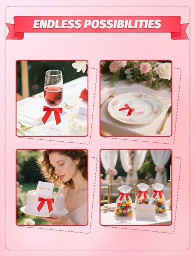 50Pcs Mini Red Bow 2.75 Inch Twist Tie Bows for Wrapping - color: Red