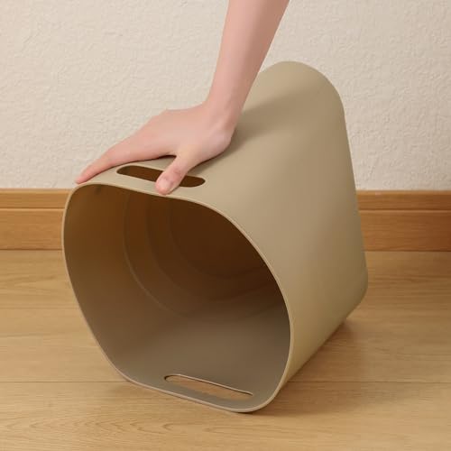 rejomiik Small Bathroom Trash Can, 3.5 Gallon Slim Garbage Can, Khaki - color: Khaki, size: 1 pack
