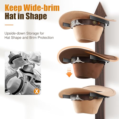 Cinati Cowboy Hat Rack Wall Mount - Rustic Wooden Western Metal Cowboy Hat Holder & Hanger Organizer with Arrow Sign Board for Bedroom, Hallway & Doorway - Holds 4 Hats, Fedora, Sun Hats, Gift for Him - size: Walnut-1 Pack