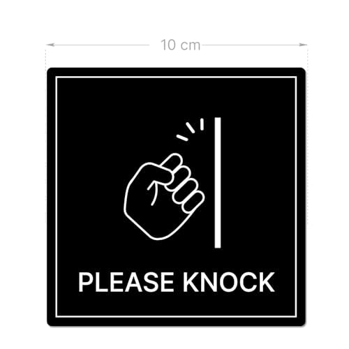 PLEASE KNOCK Self-Adhesive PVC Door Sign | Privacy Reminder Sticker - color: PLEASE KNOCK