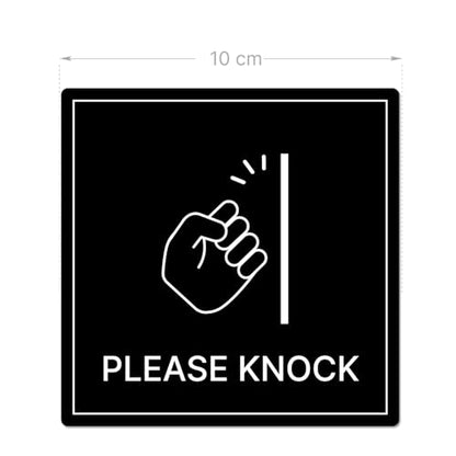 PLEASE KNOCK Self-Adhesive PVC Door Sign | Privacy Reminder Sticker - color: PLEASE KNOCK