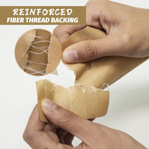 TAPEBEAR Water Activated Tape 2.75inch x 450ft Reinforced Packing Tape - size: 2.75inch x 450ft