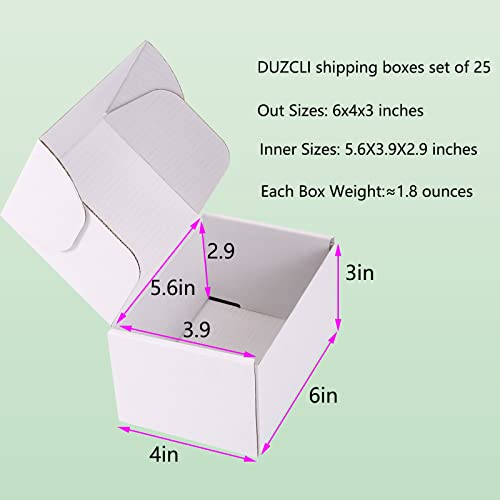 6x4x3 White Shipping Boxes for Small Business, Packing, 25 Pack - color: White, size: 6x4x3-Inch