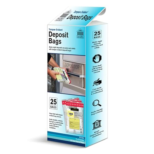 Nadex Tamper-Evident Deposit Bags, 9" x 12", Clear, Pack Of 25 Bags
