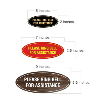 Signs ByLITA Oval Please Ring Bell For Assistance Sign (Brushed Gold) - Small - color: Brushed Gold, size: 2 x 5" - Small (1 Pack)
