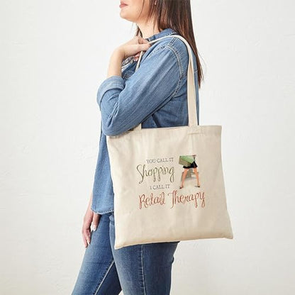 CafePress Retail Therapy Tote Bag Natural Canvas Tote Bag, Reusable Shopping Bag - size: Small