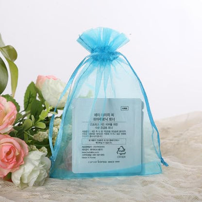 Jwsqmc 4x6 Inch Sheer Organza Mesh Drawstring Gift Bags Turquoise 100pcs - color: Aqua Blue, size: 4x6 Inch (Pack of 100)
