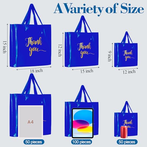 Teling 200 Pcs Thank You Shopping Bags with Handle,Navy Blue - color: Navy Blue