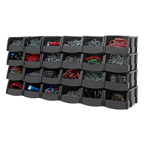 IRIS USA 24-Pack, Extra Small Stackable Storage Bins, Black - size: Extra Small - 24 Pack