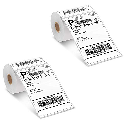 KKBESTPACK 4”x 6”Direct Thermal Shipping Labels (2 Rolls - 250 Per Roll) - style: Roll 500 Labels