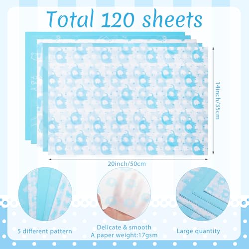 woric 120 Sheets Baby Tissue Paper Bulk 20 x 14 Inch - color: Blue Baby Shower
