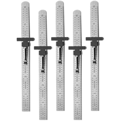 PEC Tools 6" Metal Pocket Ruler, 32nds/64ths & Decimal Equivalent, 5pcs - color: Decimal Equivalent Chart, size: 5