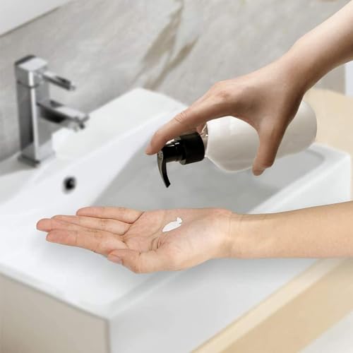 10 Ounce Clear Plastic Pump Bottle Dispenser, Refillable Empty Bottle Container with Pump for Essential Oil Soap Lotion Shampoo, 2 Pcs - size: 10 Ounce (Pack of 2)